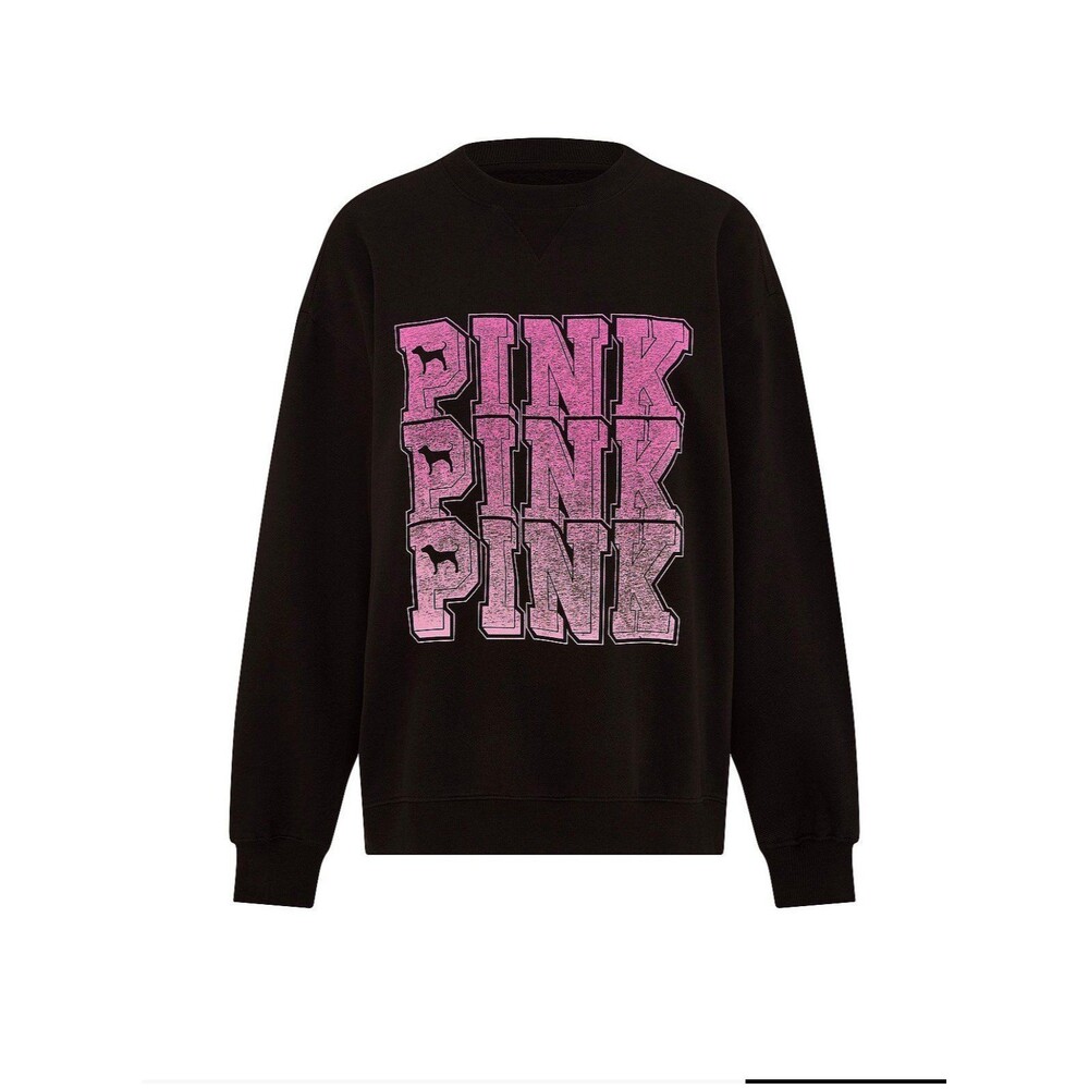 VS PINK Friday Campus Fleece Crew Sweatshirt Logo Dog XS